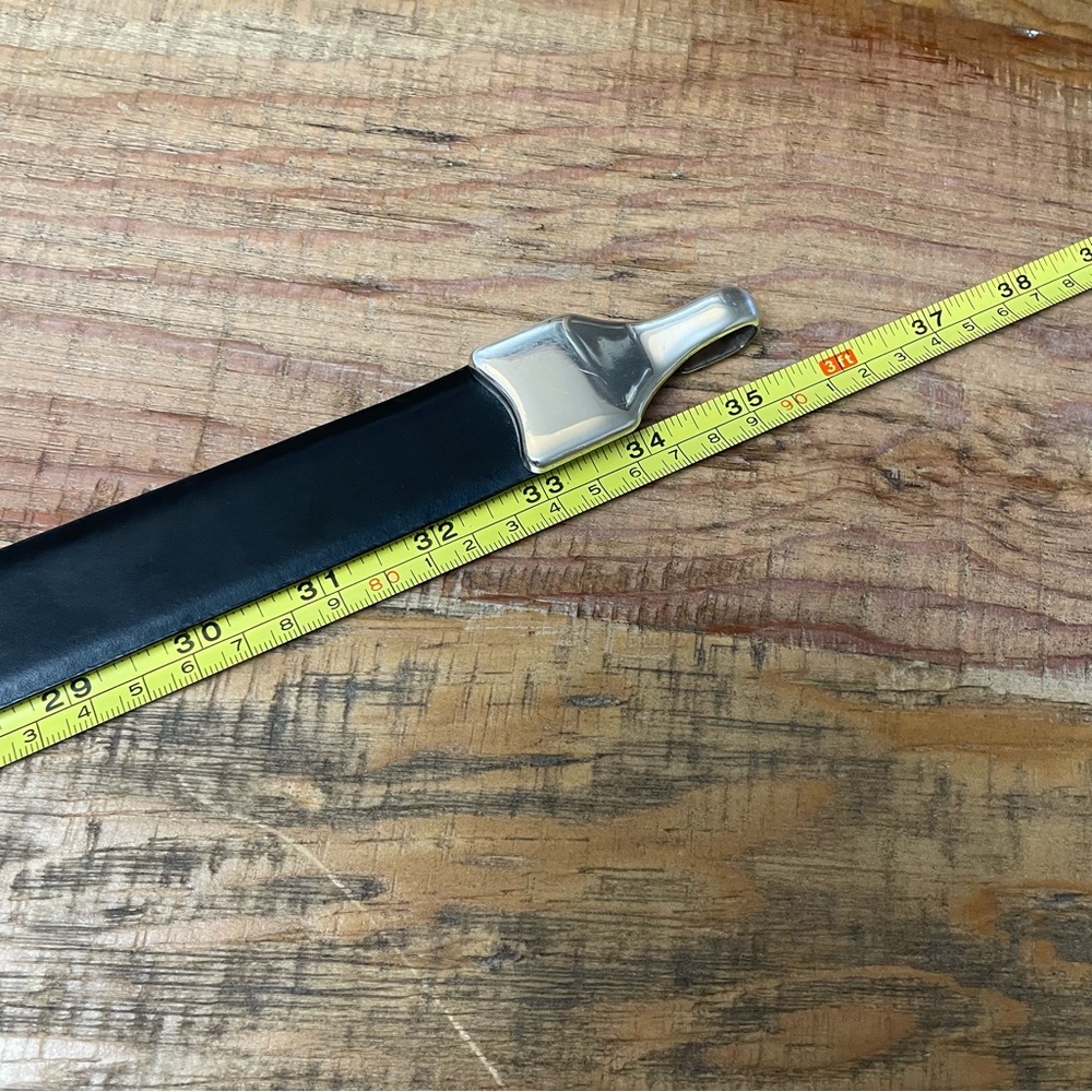 Chico's  women’s Leather Black Pebbled Silver Tone Adjustable Belt S/M - Picture 11 of 12